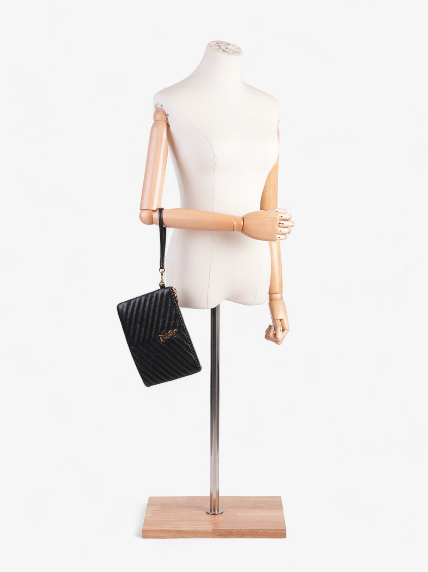 Saint Laurent Monogram Wristlet Black Leather
