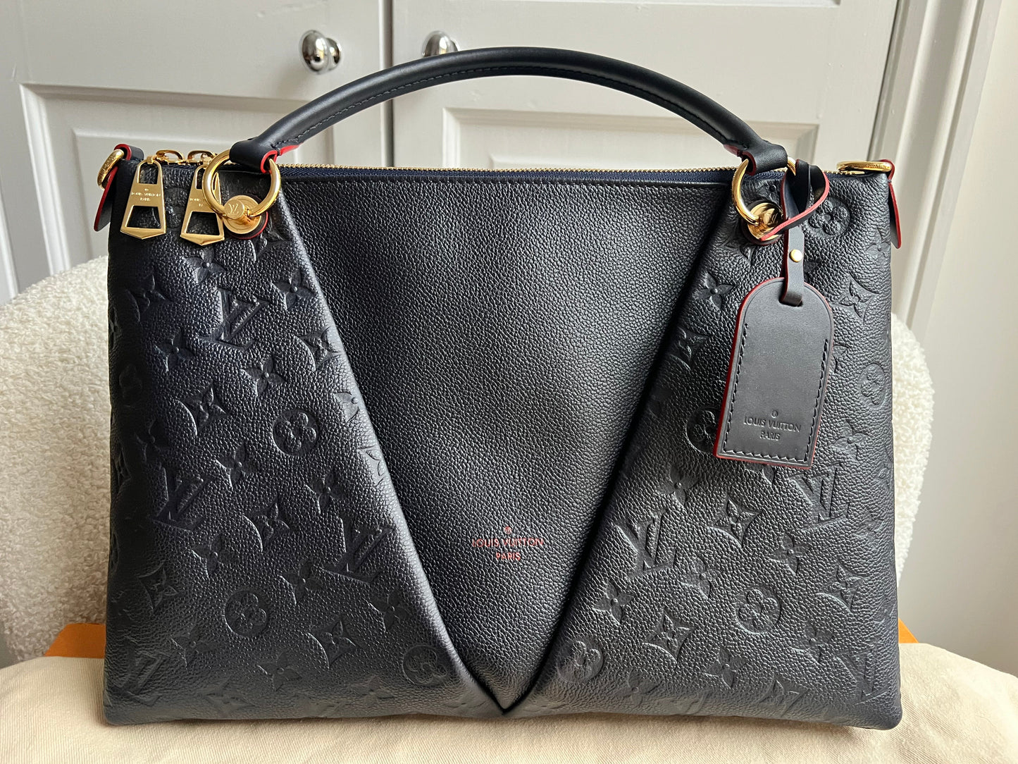 Louis Vuitton V Tote MM Navy Empreinte (RRP £2,390)