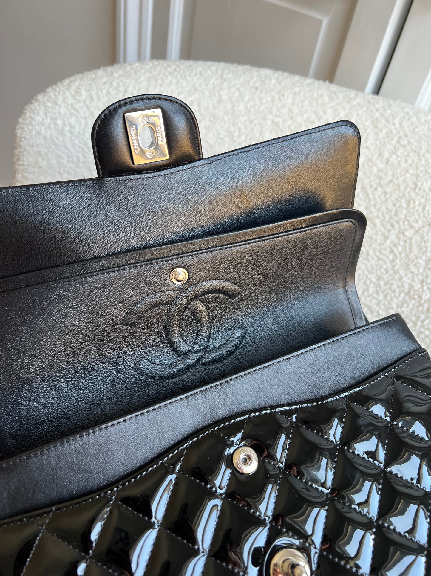 Chanel Medium Classic Flap in Black Patent Leather