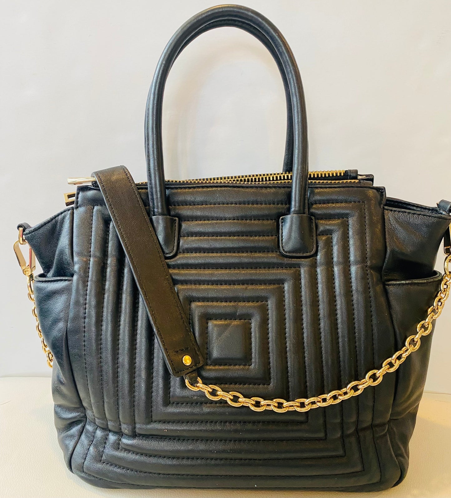 VIA SPIGA Black Leather Shoulder Bag/ Crossbody