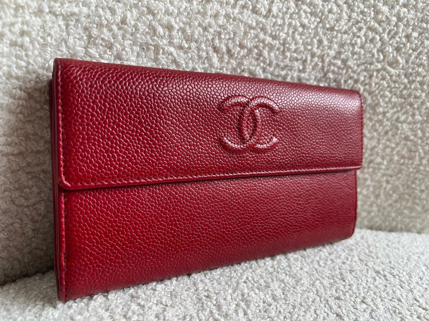 Chanel Red Caviar Timeless Large Flap Wallet