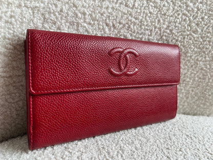 Chanel Red Caviar Timeless Large Flap Wallet