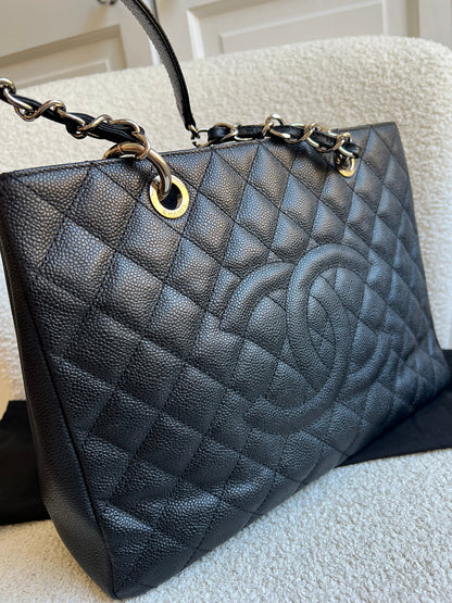 Chanel Black Caviar Grand Shopper Tote (GST) Silver Hardware
