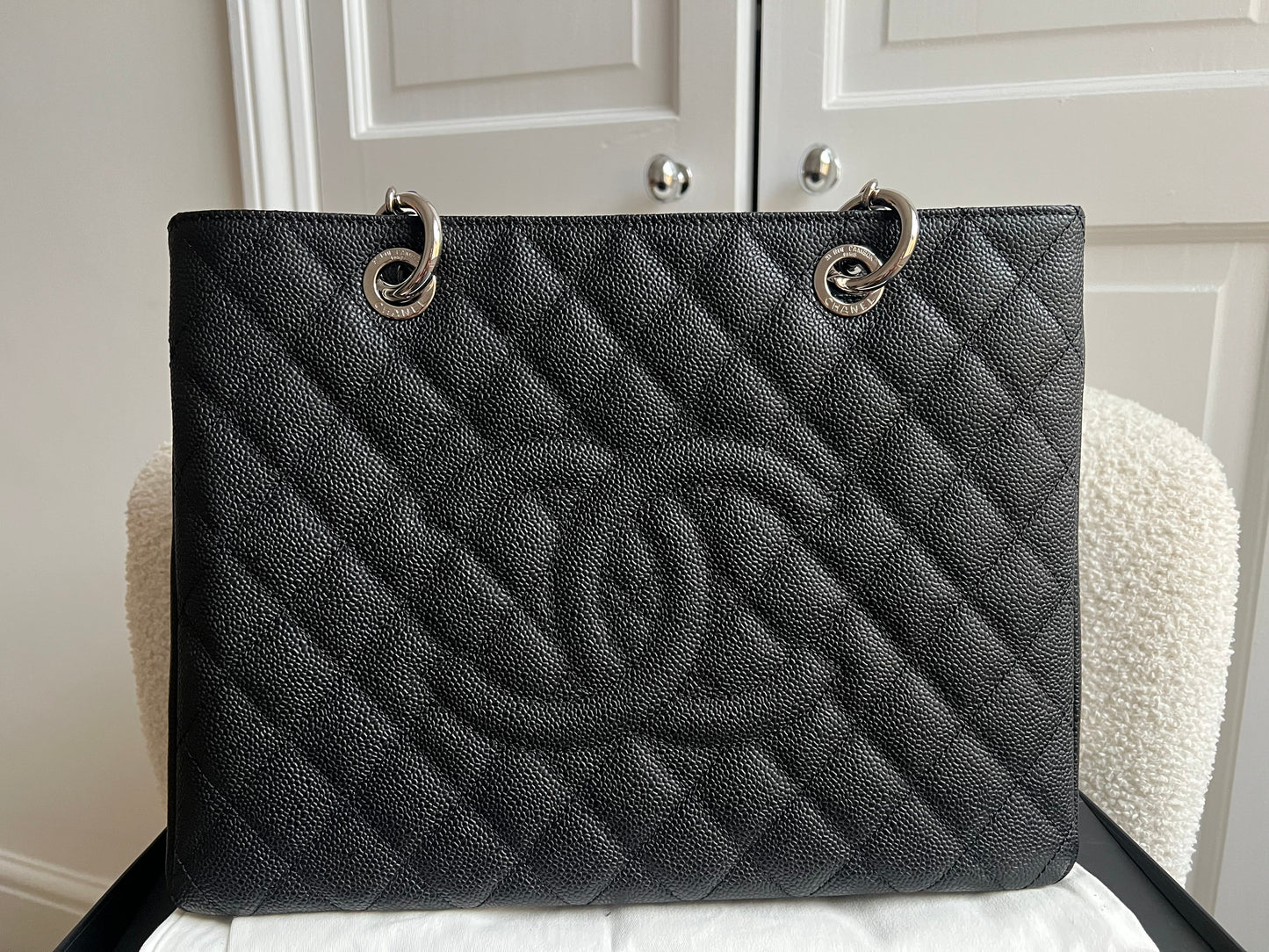Chanel Black Caviar Grand Shopper Tote (GST) Silver Hardware