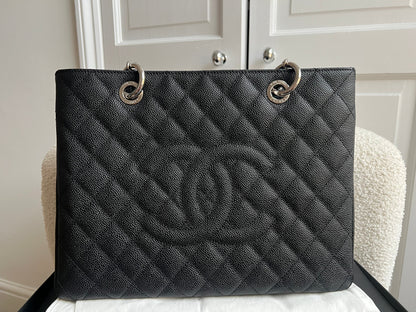 Chanel Black Caviar Grand Shopper Tote (GST) Silver Hardware