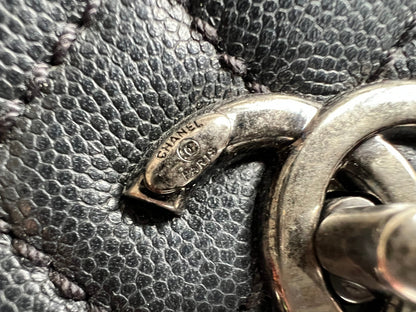 Chanel Black Quilted Caviar Leather Medium Coco Handle Bag
