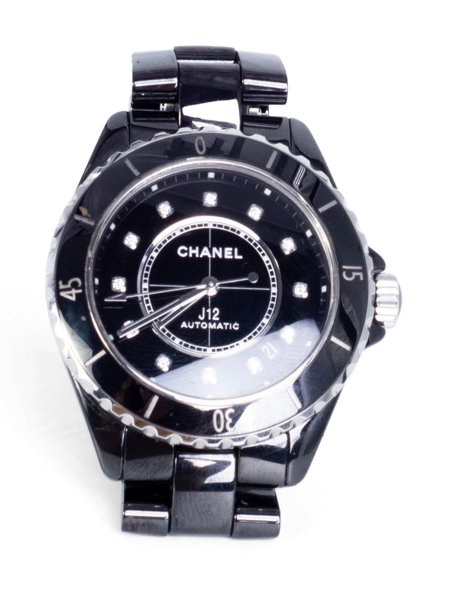 Chanel CC Logo Diamond J Watch Black Onyx