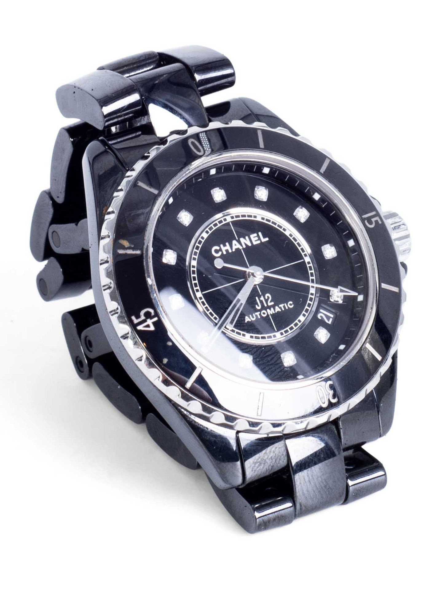 Chanel CC Logo Diamond J Watch Black Onyx