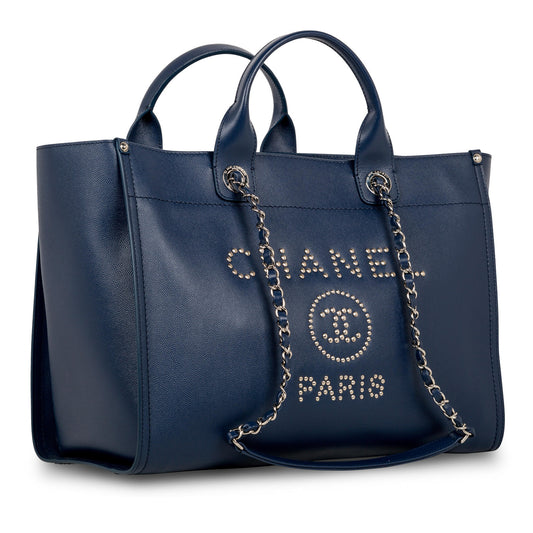 Chanel Cambon Canvas Silver Tote Bag