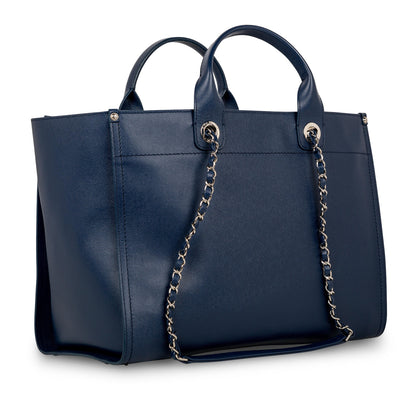 Chanel Cambon Canvas Silver Tote Bag