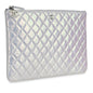 Chanel Calfskin Silver Handbag