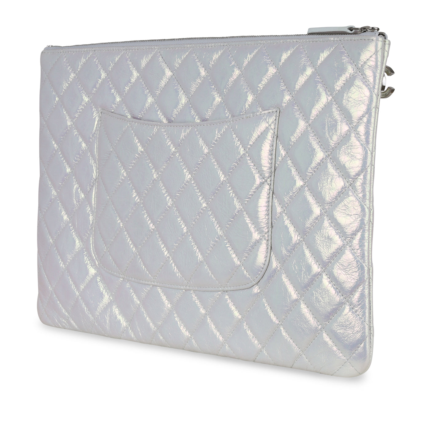 Chanel Calfskin Silver Handbag