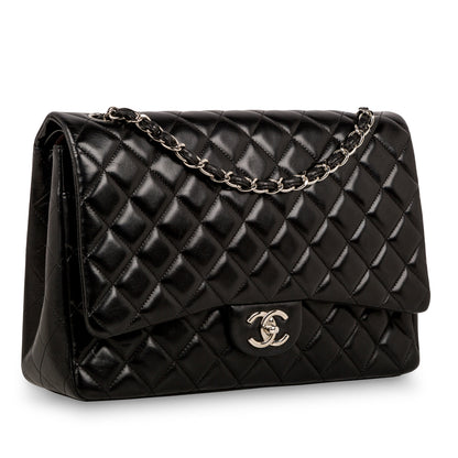 Chanel Classic Flap Lambskin Black Shoulder Bag Style 74