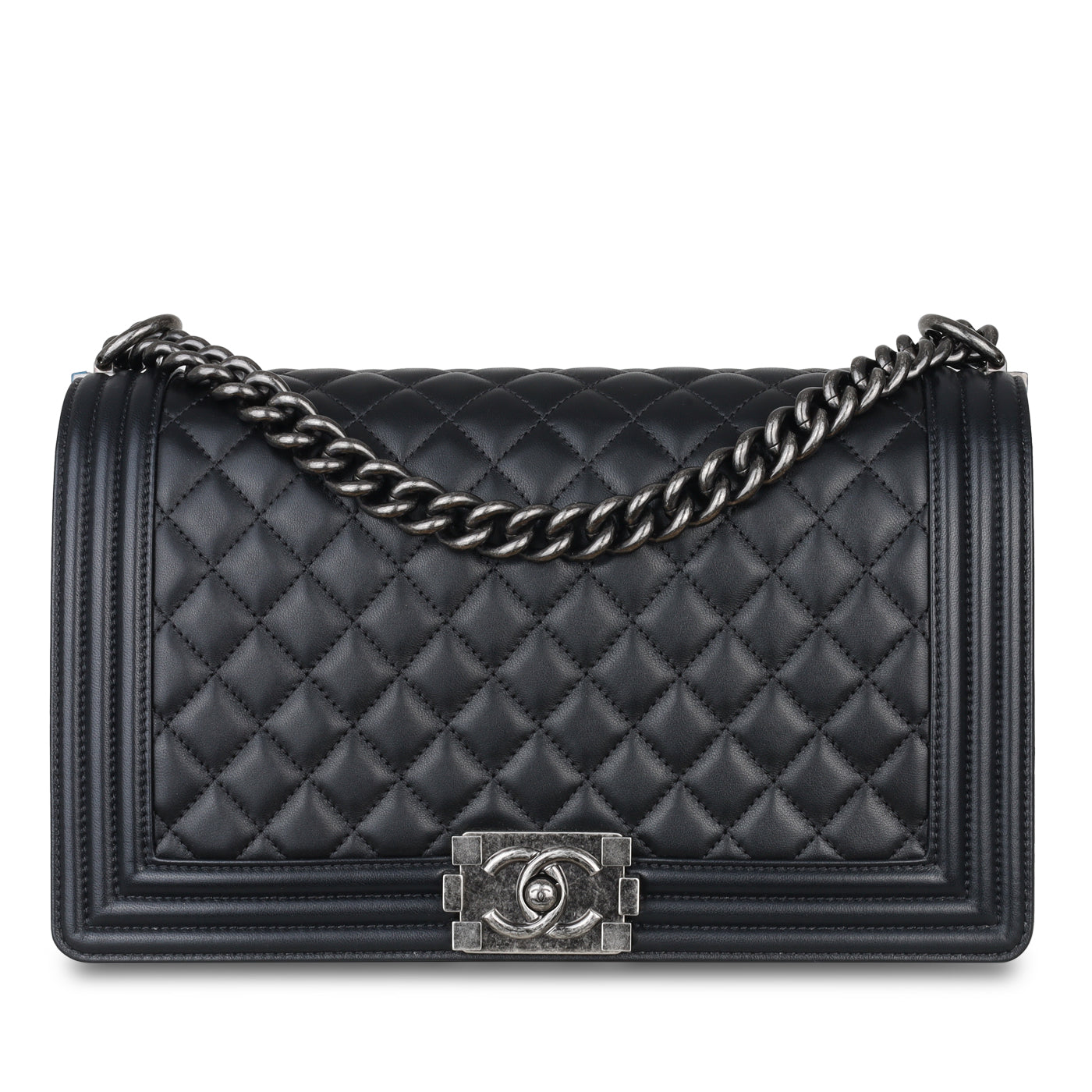 Chanel Boy Bag Lambskin Black Shoulder Bag Style 2