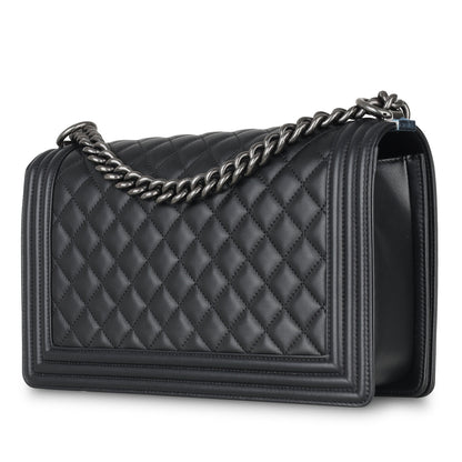 Chanel Boy Bag Lambskin Black Shoulder Bag Style 2