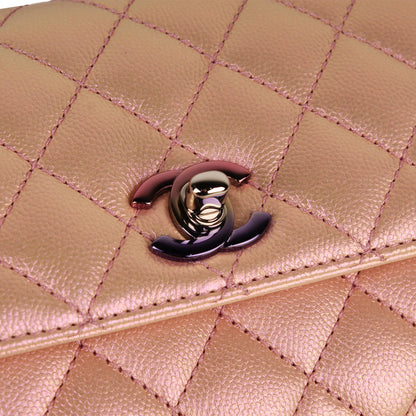 Chanel Coco Handle Caviar Silver Shoulder Bag Caviar