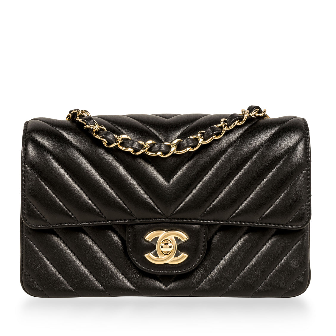 Chanel Classic Flap Lambskin Black Shoulder Bag Style 204