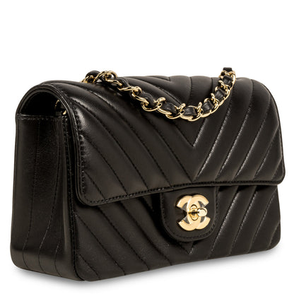 Chanel Classic Flap Lambskin Black Shoulder Bag Style 204