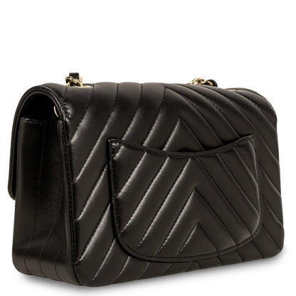 Chanel Classic Flap Lambskin Black Shoulder Bag Style 204