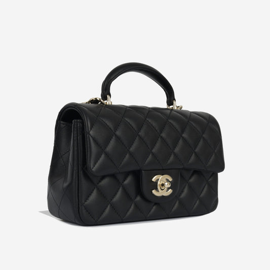 Chanel Classic Flap Lambskin Black Shoulder Bag Style 338