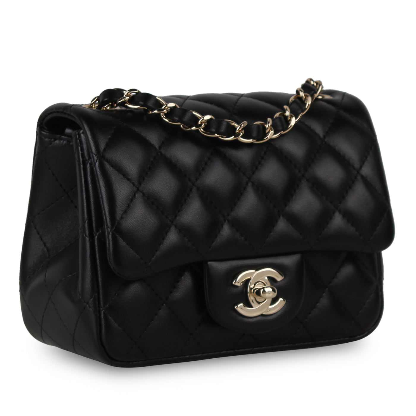 Chanel Classic Flap Lambskin Black Shoulder Bag Style 221