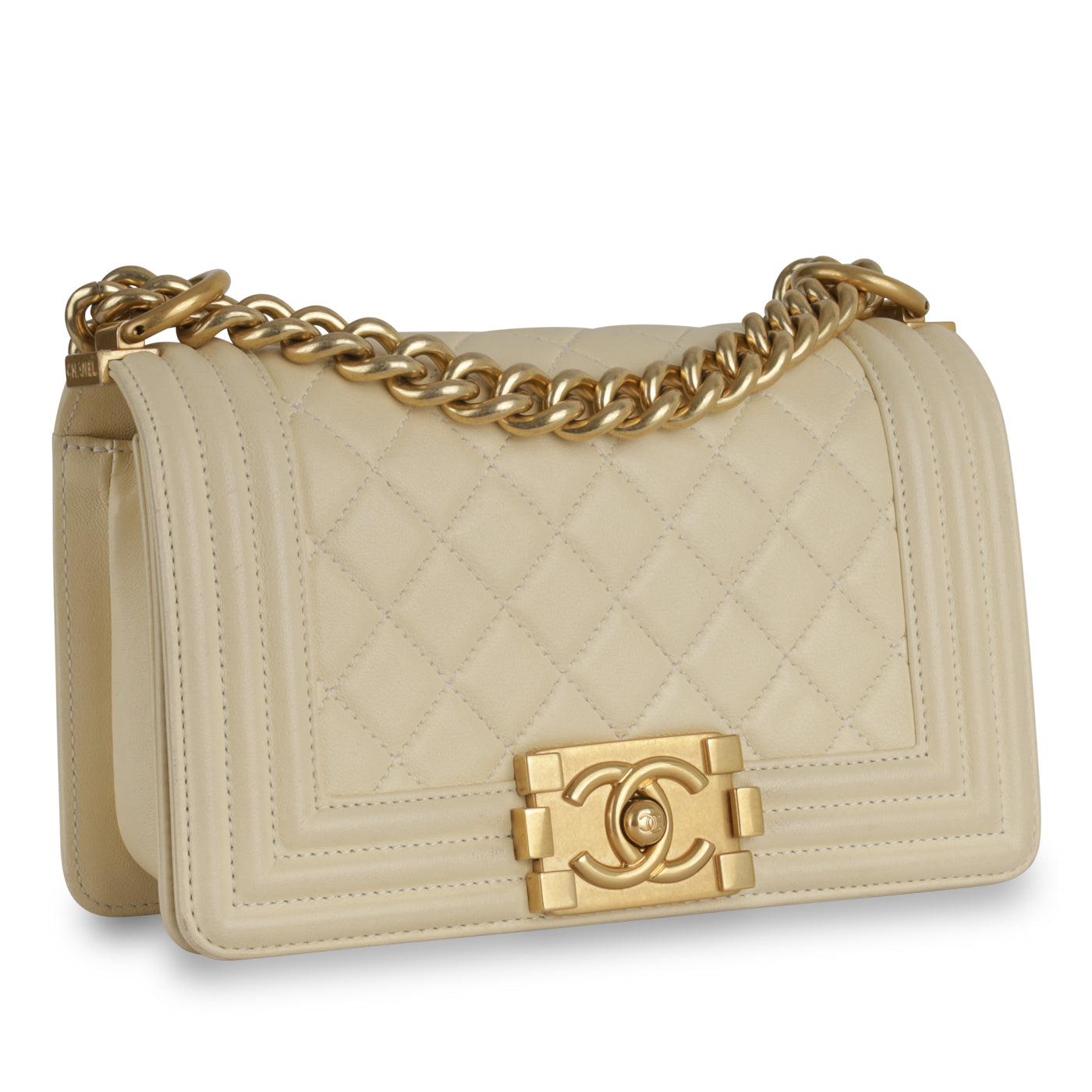 Chanel Boy Bag Lambskin Gold Shoulder Bag Style 12