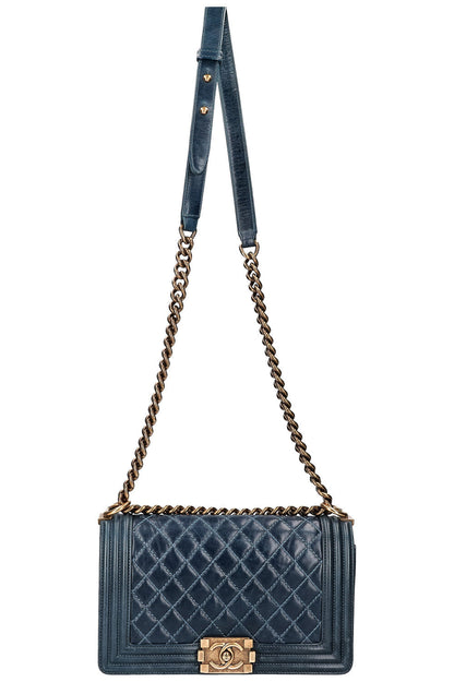 Chanel Boy Medium Blue Handbag Style