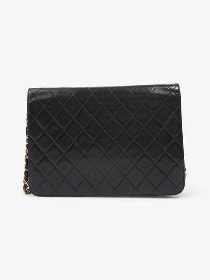 Chanel Half Flap Shoulder Bag Black Lambskin Leather Medium