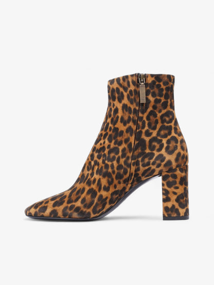 Saint Laurent Lou Ankle Boots 75 Leopard Print Suede Eu 39 Uk 6