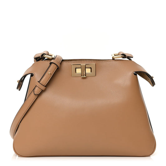Fendi Vitello Small Soft Peekaboo Cappuccino
