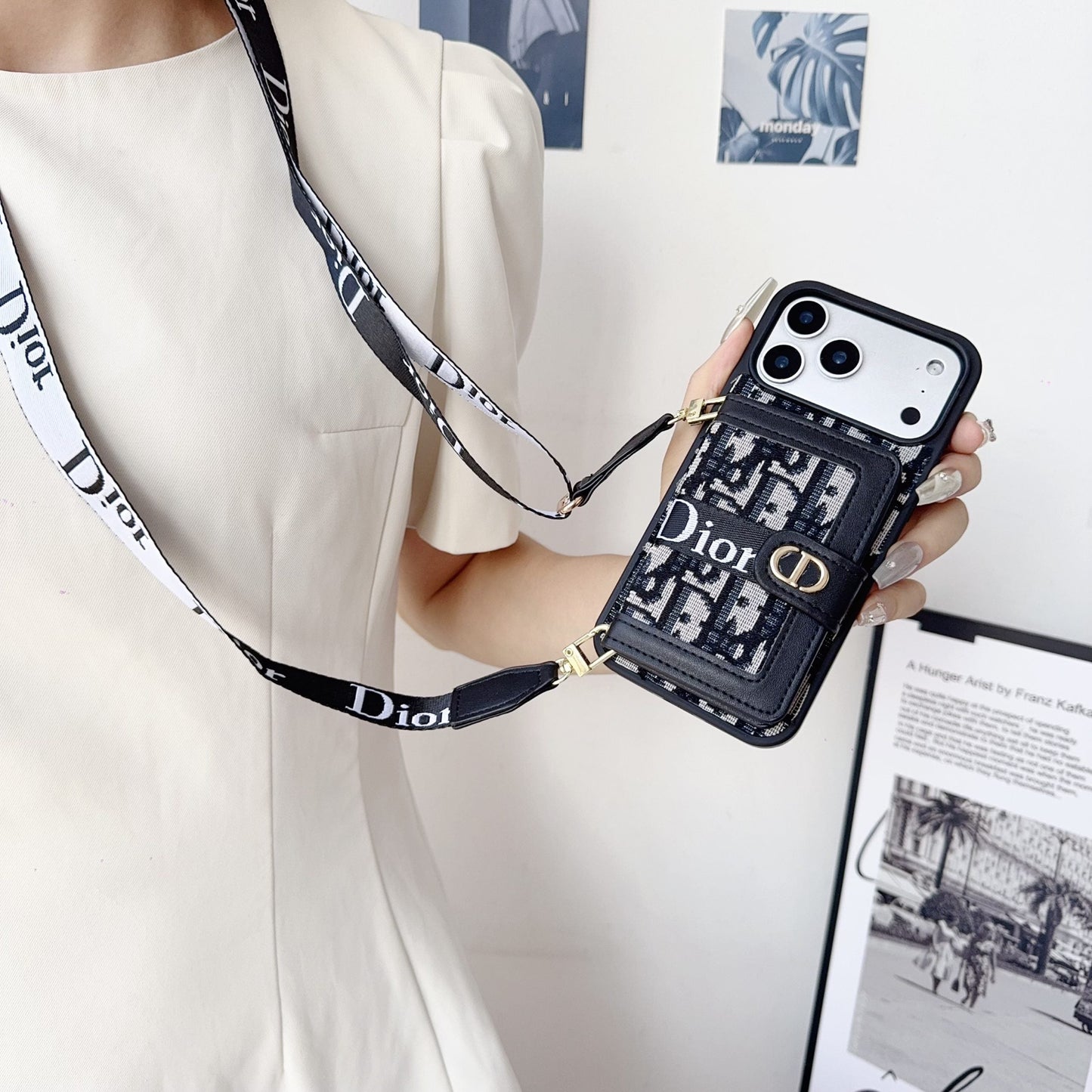Fabric Canvas Dior Crossbody Case iPhone