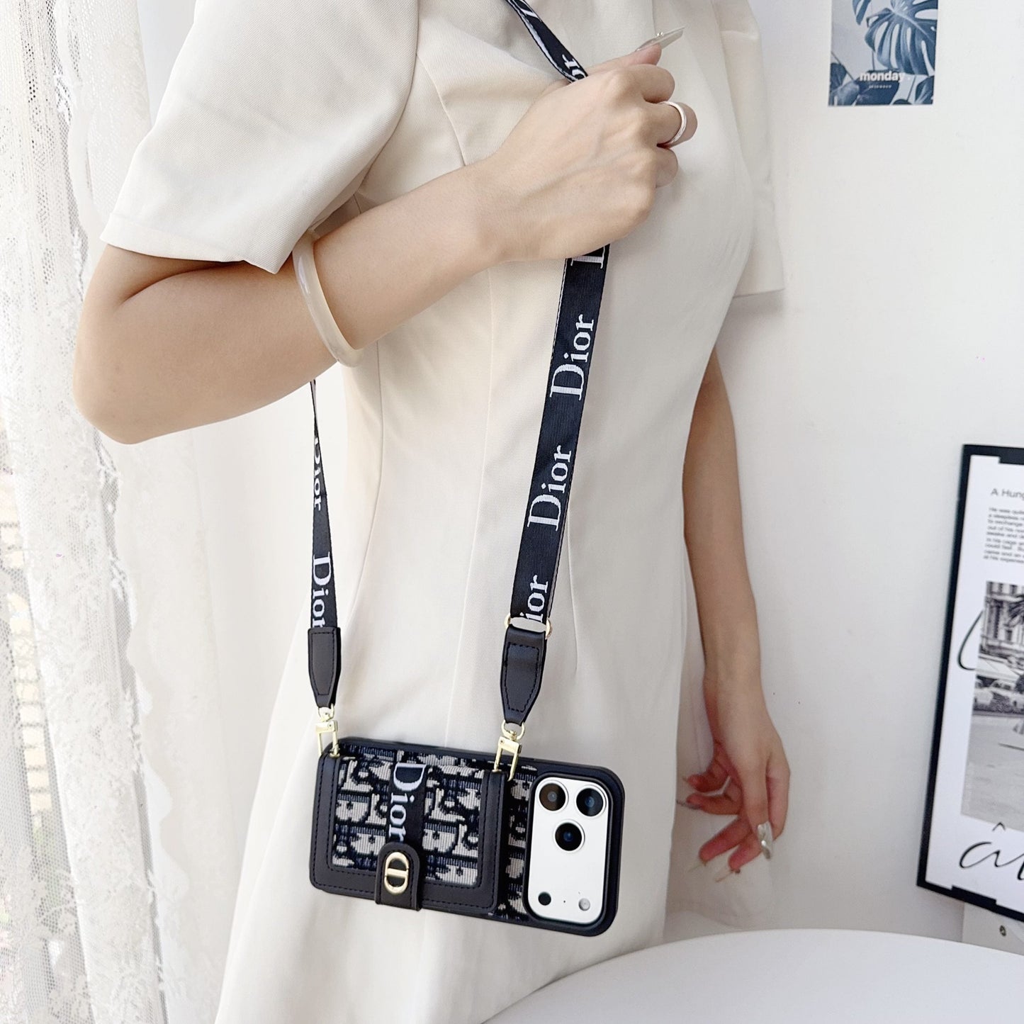 Fabric Canvas Dior Crossbody Case iPhone
