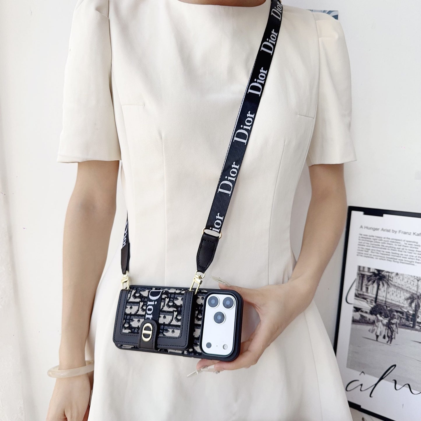 Fabric Canvas Dior Crossbody Case iPhone