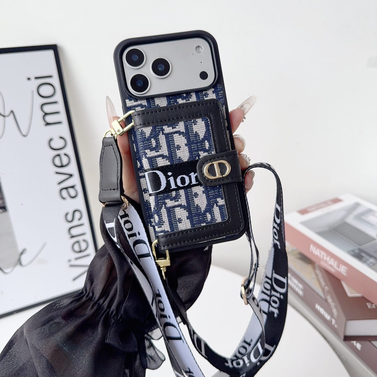 Fabric Canvas Dior Crossbody Case iPhone