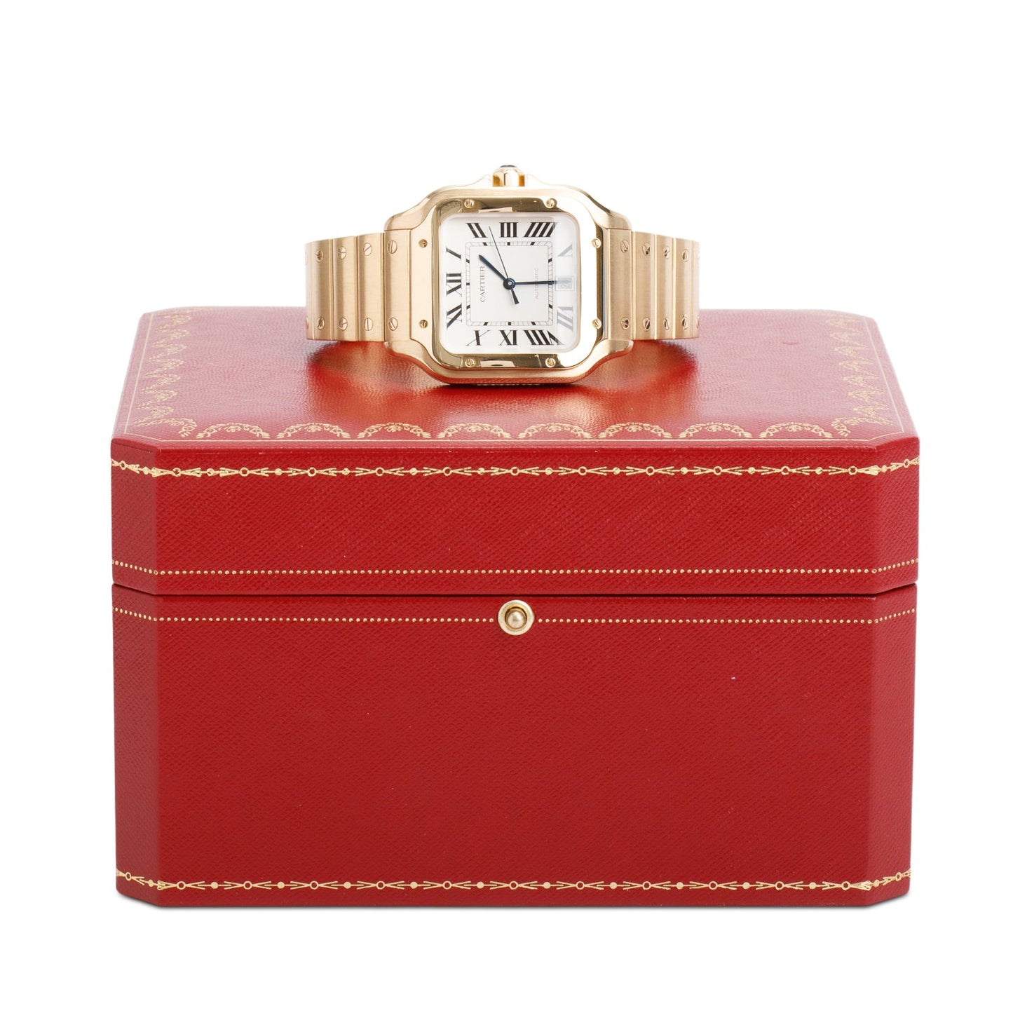 Cartier 18k Yellow Gold Santos de Cartier Automatic Watch, Large Model 4070 w/ Box & Receipt