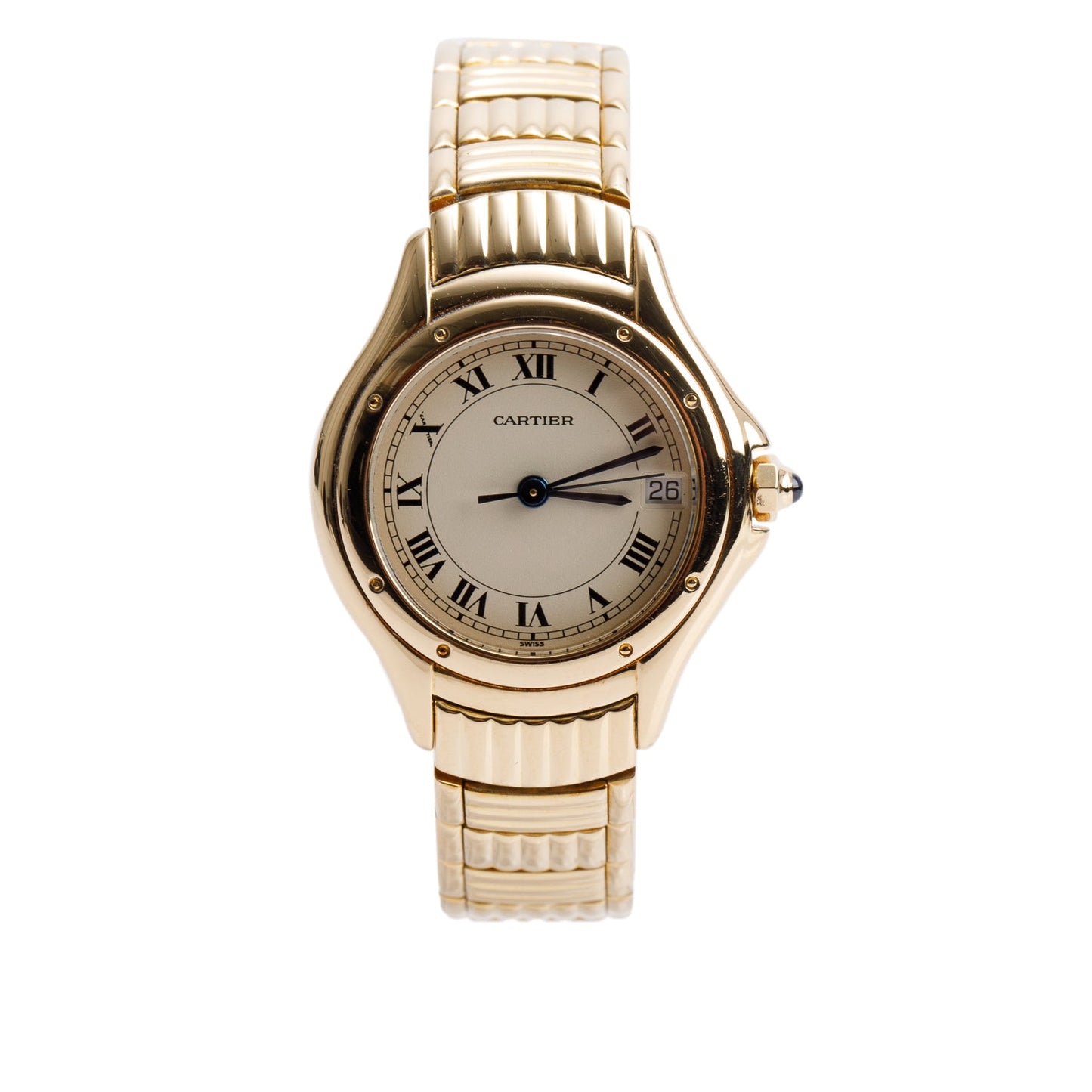 Cartier 18k Yellow Gold Cougar Figaro 26 MM Quartz Watch 1170 w/ Papers