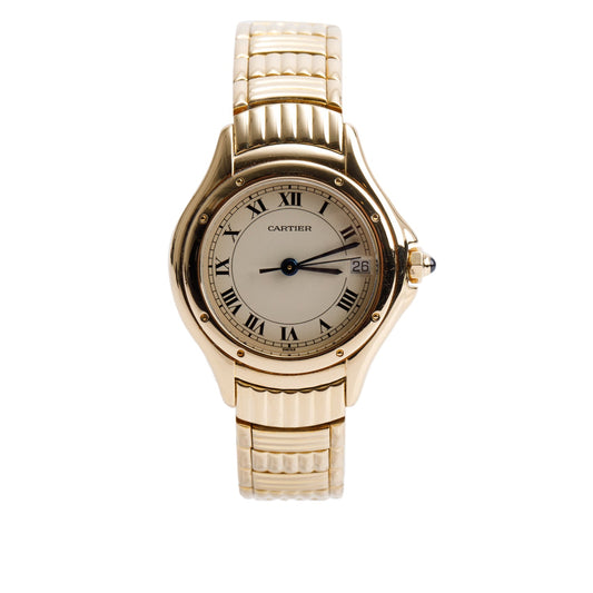 Cartier 18k Yellow Gold Cougar Figaro 26 MM Quartz Watch 1170 w/ Papers