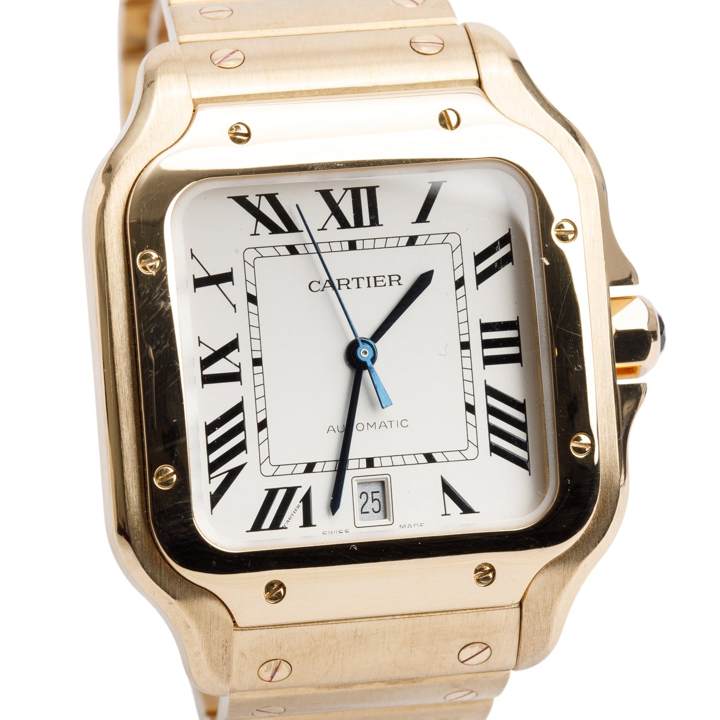 Cartier 18k Yellow Gold Santos de Cartier Automatic Watch, Large Model 4070 w/ Box & Receipt