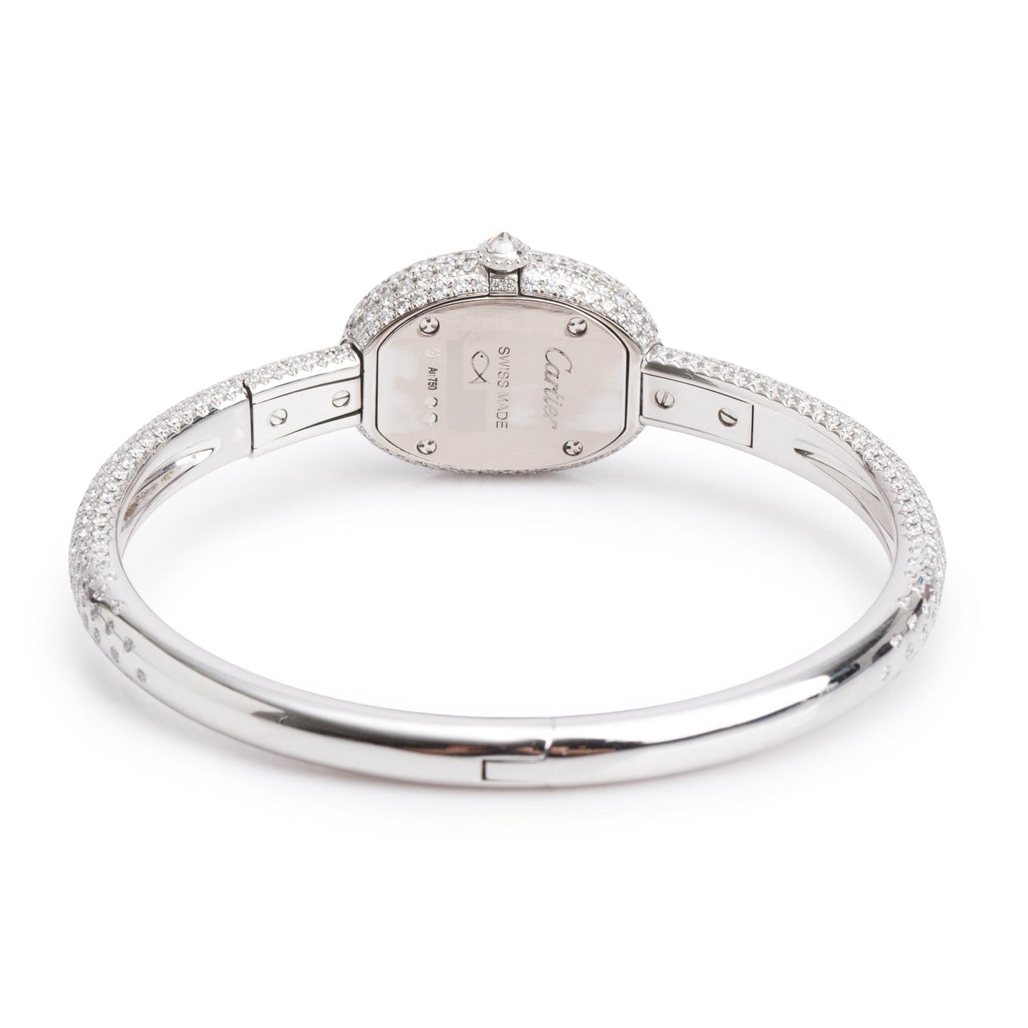 Cartier 2025 18k White Gold Paved Diamond Baignoire Quartz Watch, Mini Model 4545 w/ Box & Papers