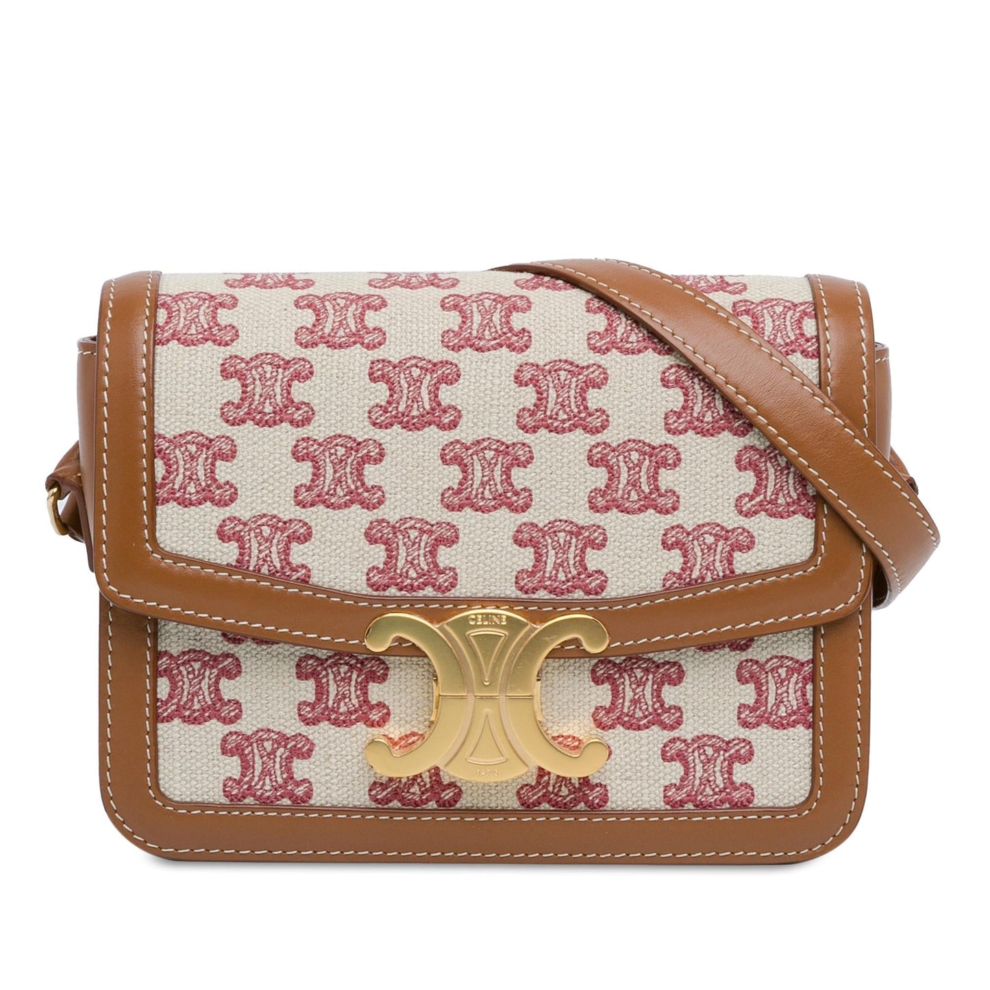 Celine Teen Embroidered Canvas Triomphe Crossbody (MLB-fY2a1z)