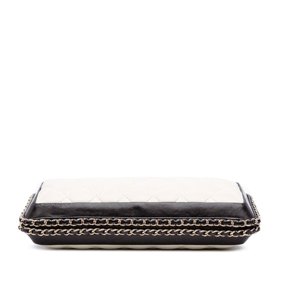 Chanel Bicolor Quilted Lambskin Chain Around Clutch