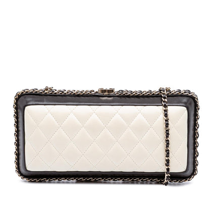 Chanel Bicolor Quilted Lambskin Chain Around Clutch