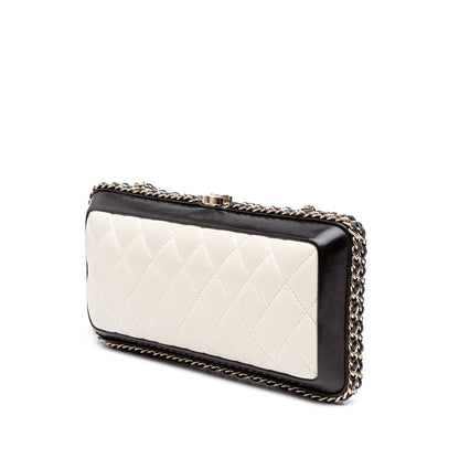 Chanel Bicolor Quilted Lambskin Chain Around Clutch