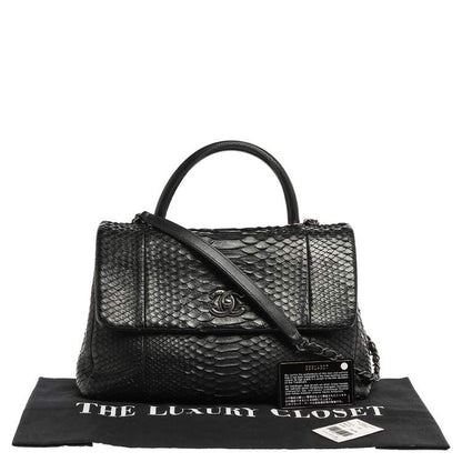 Chanel Black Python Medium Coco Top Handle Bag