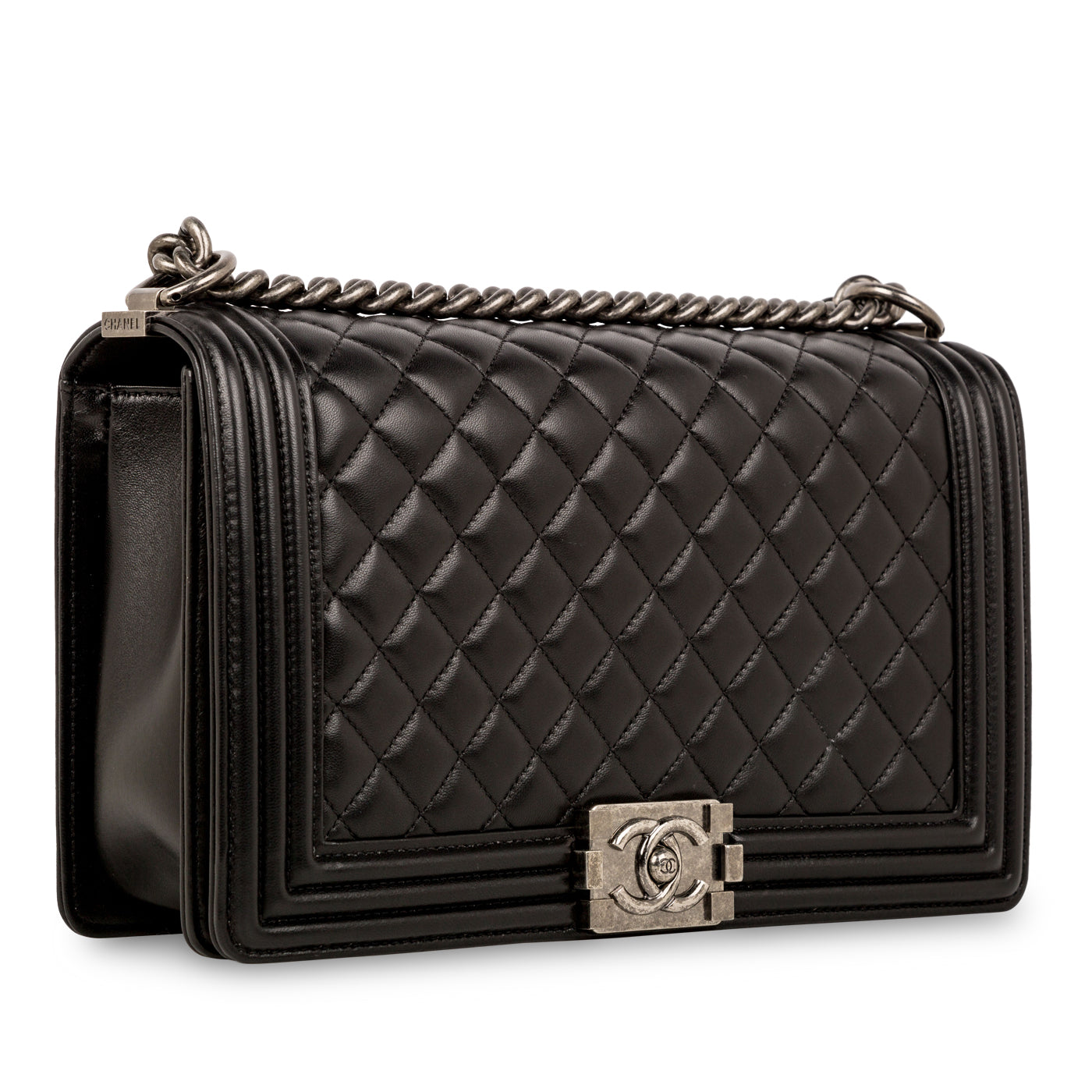 Chanel Boy Bag Lambskin Black Shoulder Bag Style 7