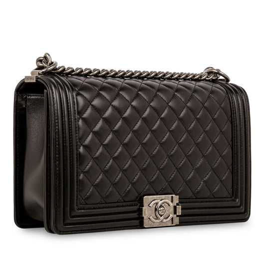 Chanel Boy Bag Lambskin Black Shoulder Bag Style 7