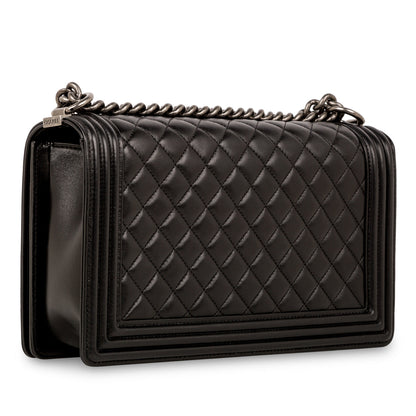 Chanel Boy Bag Lambskin Black Shoulder Bag Style 7