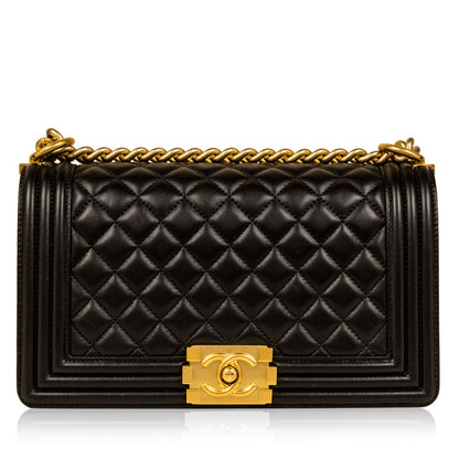 Chanel Boy Bag Lambskin Black Shoulder Bag Style 11