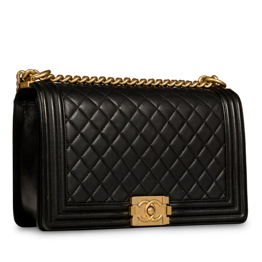 Chanel Boy Bag Lambskin Black Shoulder Bag Style 5