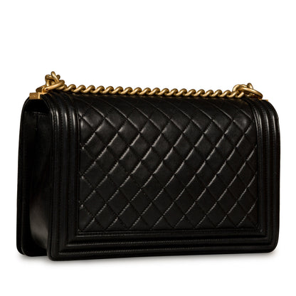 Chanel Boy Bag Lambskin Black Shoulder Bag Style 5